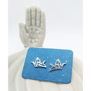 Crane Origami Sterling Silver Earrings